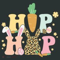 Hip Hop Easter Bunny Festive Spring Kids Long Sleeve Shirt thumb 2