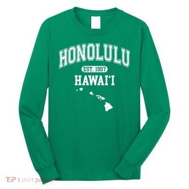 Honolulu Hawaii Est 1907 Varsity Long Sleeve Shirt