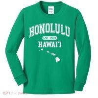 Honolulu Hawaii Est 1907 Varsity Kids Long Sleeve Shirt thumb 0
