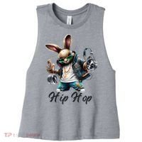 Hip Hop Easter Bunny Easter Rabbit Women's Racerback Cropped Tank thumb 0