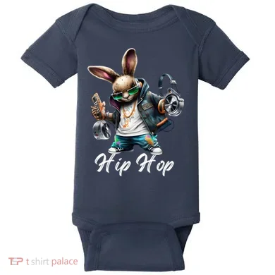 Hip Hop Easter Bunny Easter Rabbit Baby Bodysuit