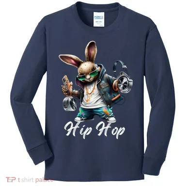 Hip Hop Easter Bunny Easter Rabbit Kids Long Sleeve Shirt