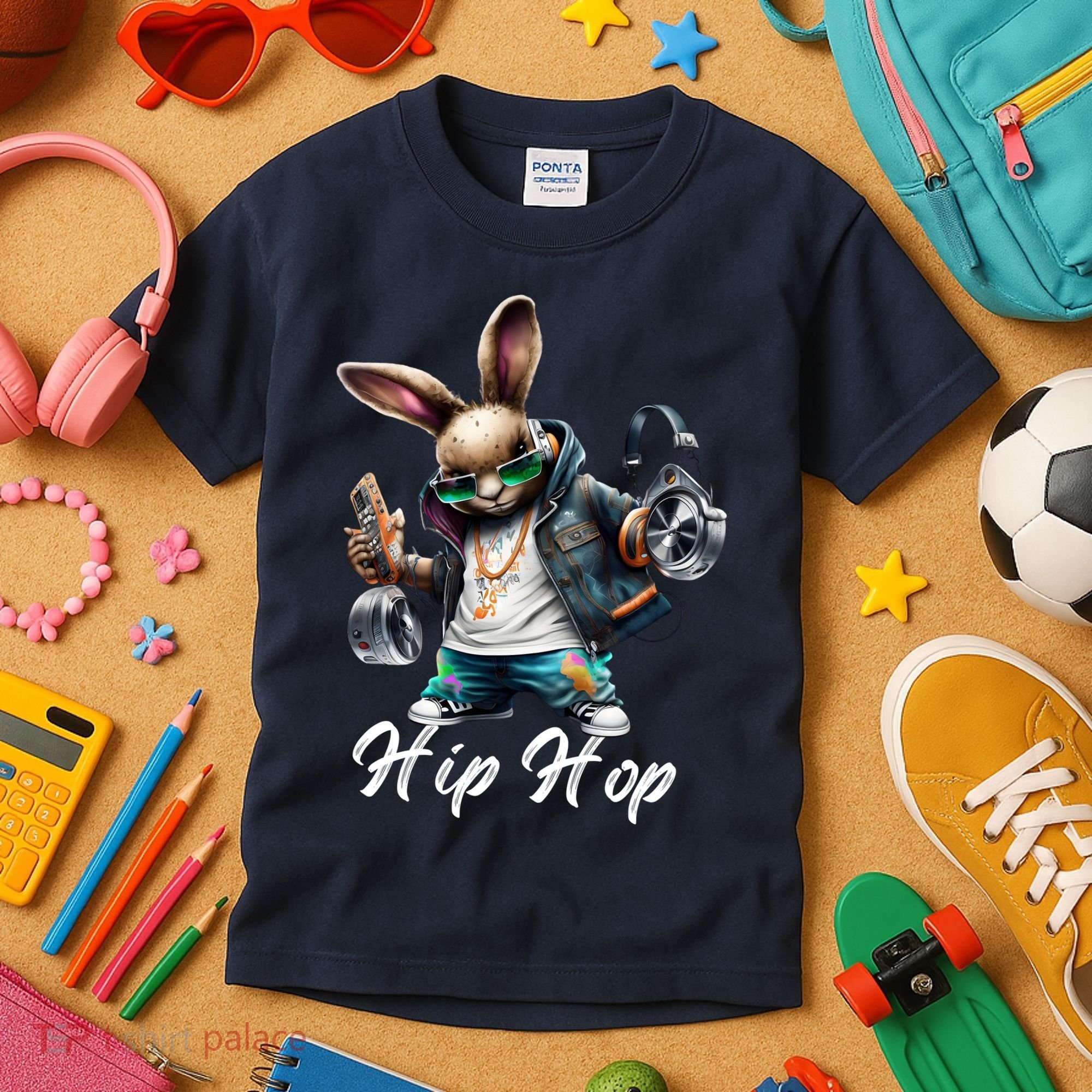 Hip Hop Easter Bunny Easter Rabbit Kids T-Shirt