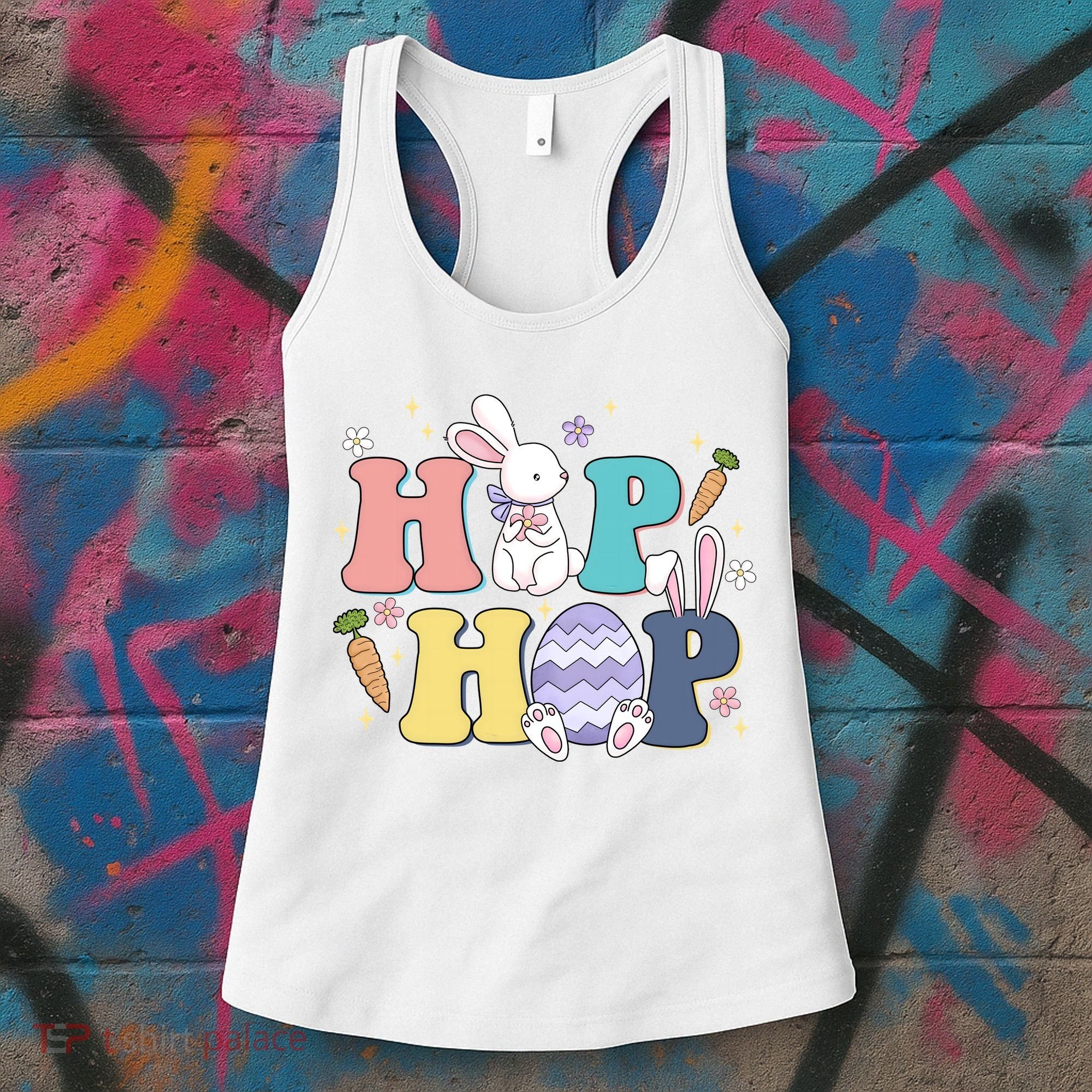 Hip Hop Easter Bunny Festive Holiday Cute Women's Tank Top