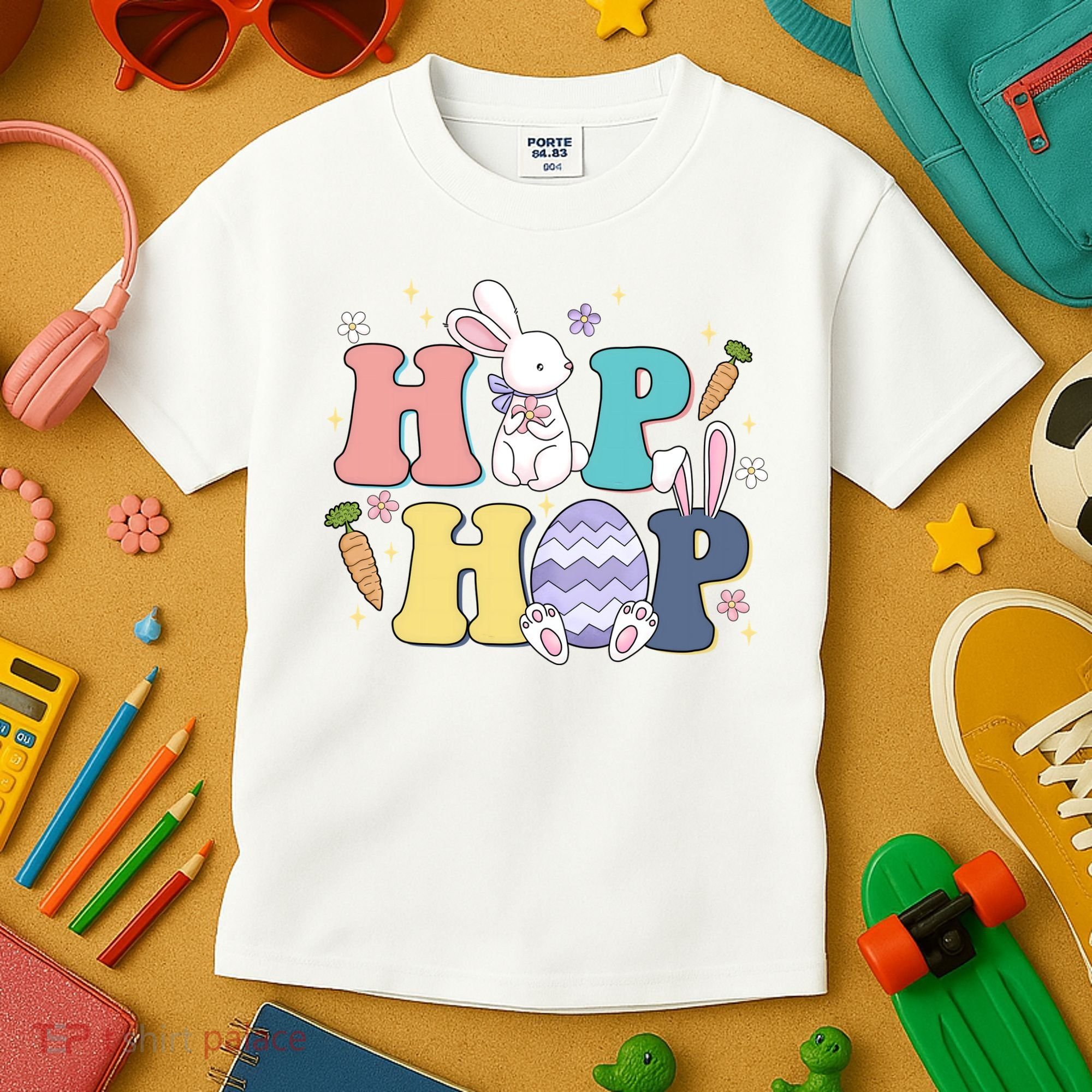 Hip Hop Easter Bunny Festive Holiday Cute Kids T-Shirt