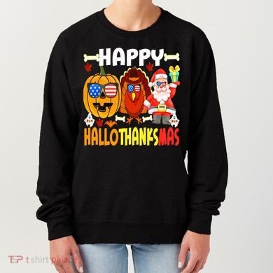 Happy HalloThanksMas Funny Pumpkin Women's Sweatshirt