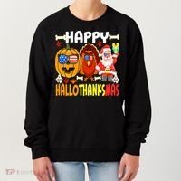 Happy HalloThanksMas Funny Pumpkin Women's Sweatshirt thumb 0