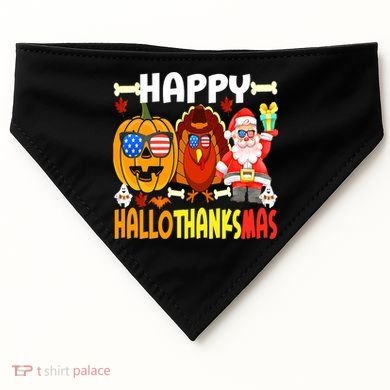 Happy HalloThanksMas Funny Pumpkin USA-Made Doggie Bandana