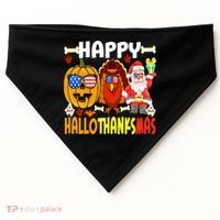 Happy HalloThanksMas Funny Pumpkin USA-Made Doggie Bandana thumb 0