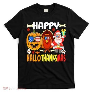 Happy HalloThanksMas Funny Pumpkin T-Shirt