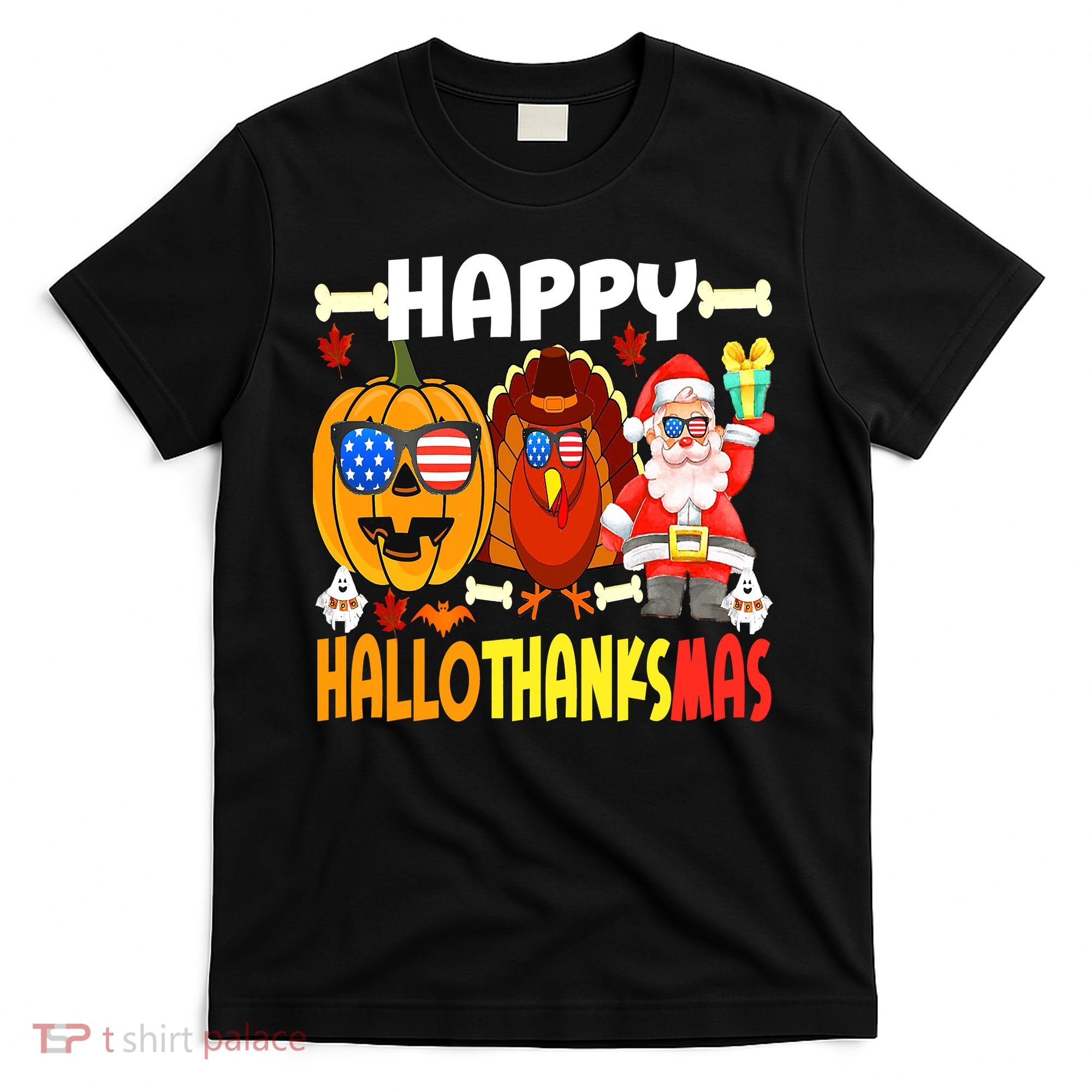 Happy HalloThanksMas Funny Pumpkin T-Shirt