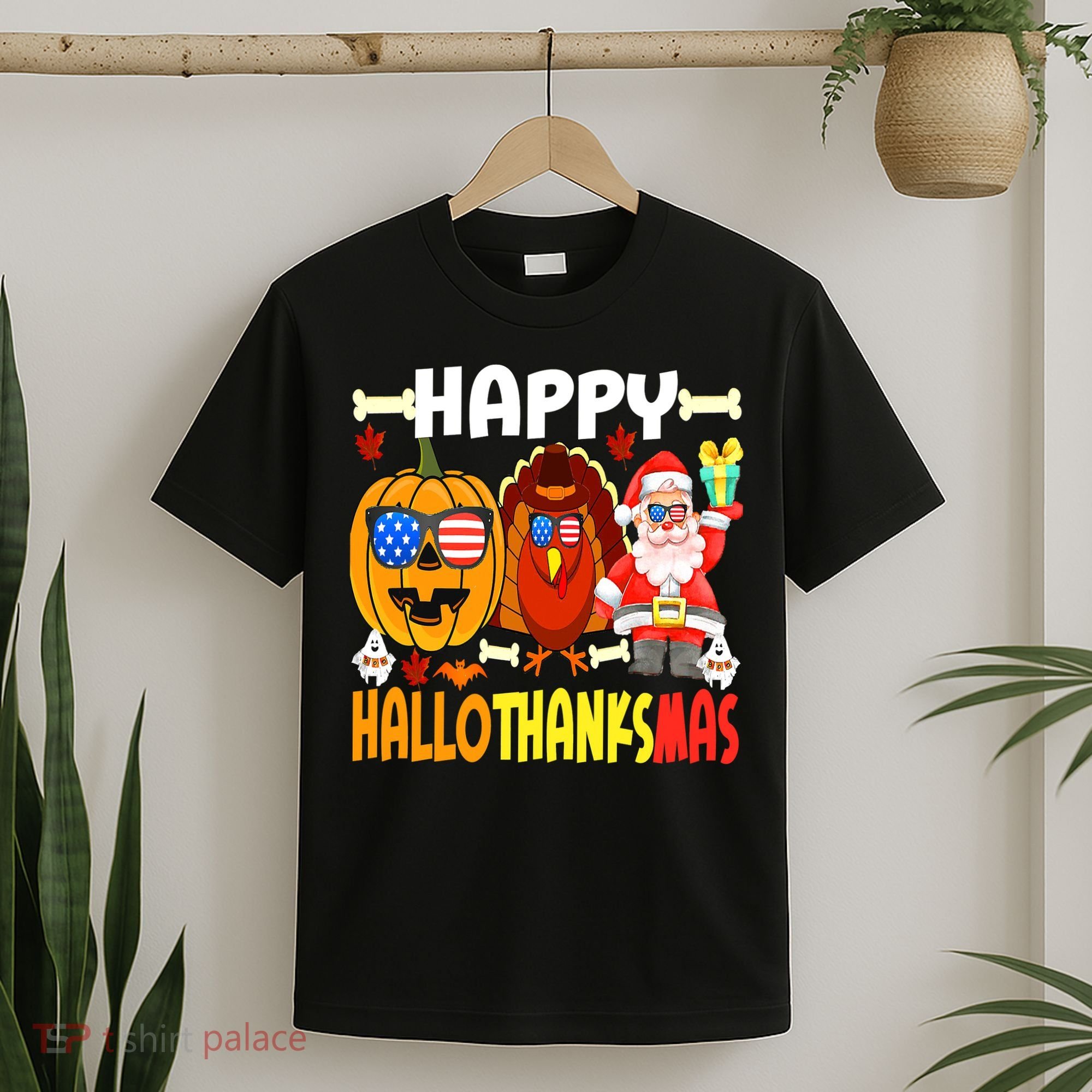 Happy HalloThanksMas Funny Pumpkin T-Shirt