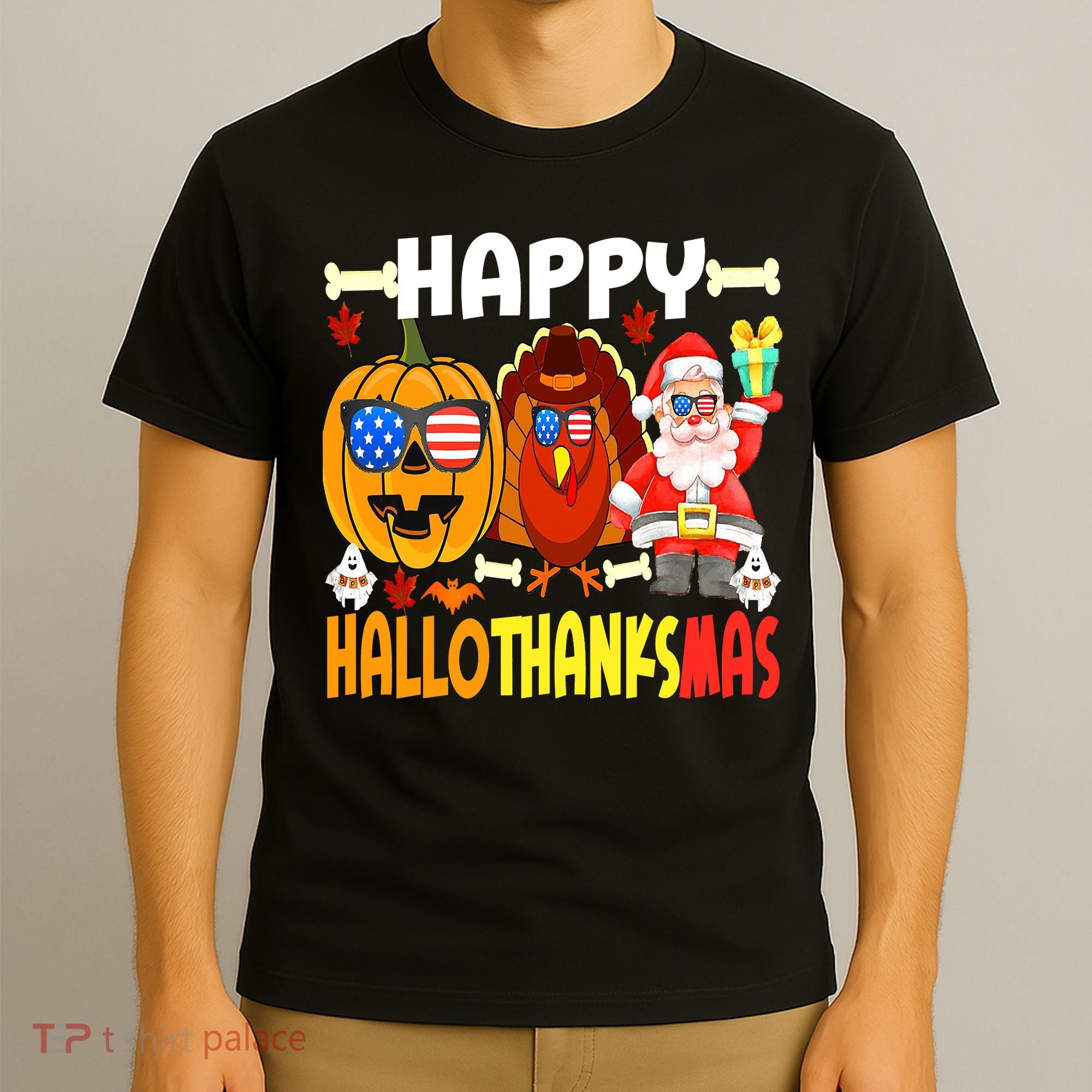 Happy HalloThanksMas Funny Pumpkin T-Shirt