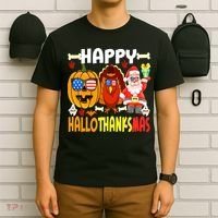Happy HalloThanksMas Funny Pumpkin T-Shirt thumb 6