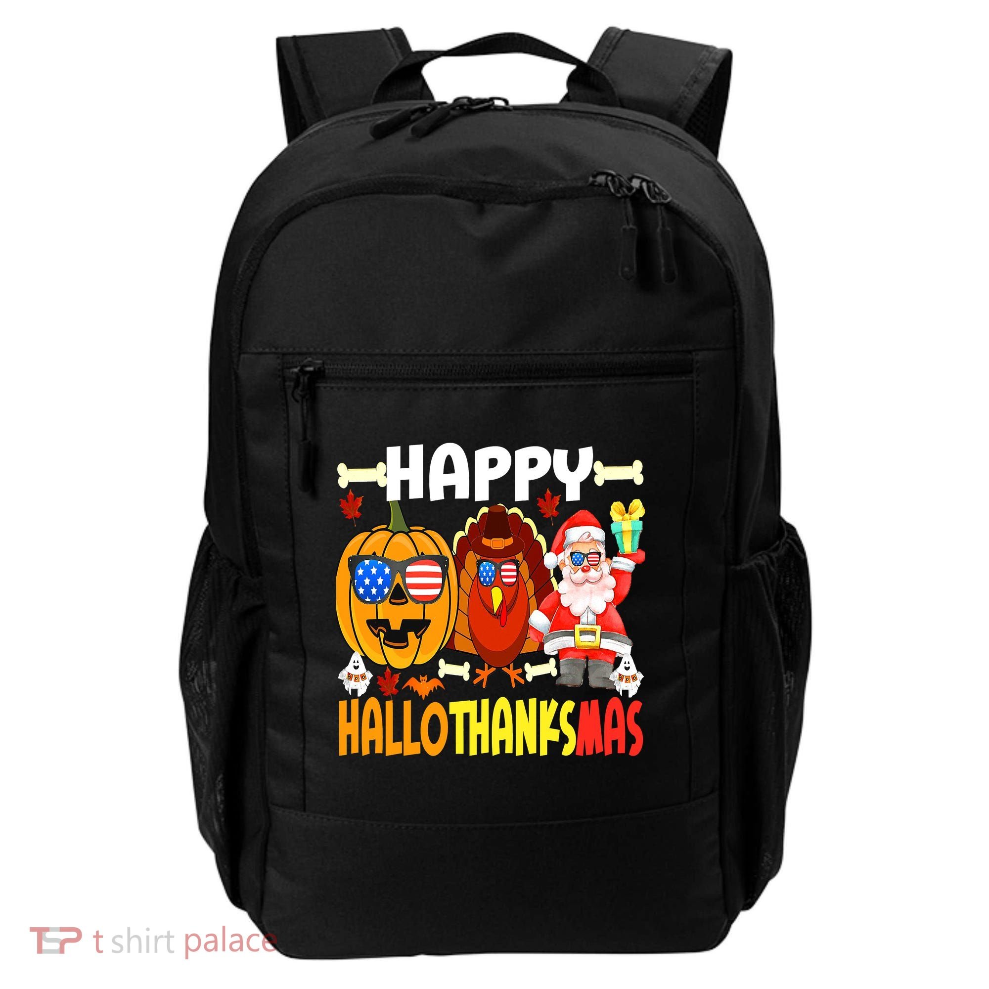 Happy HalloThanksMas Funny Pumpkin Backpack