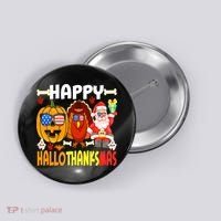 Happy HalloThanksMas Funny Pumpkin Button thumb 0
