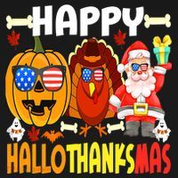 Happy HalloThanksMas Funny Pumpkin Button thumb 1