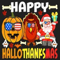 Happy HalloThanksMas Funny Pumpkin Beanie thumb 2