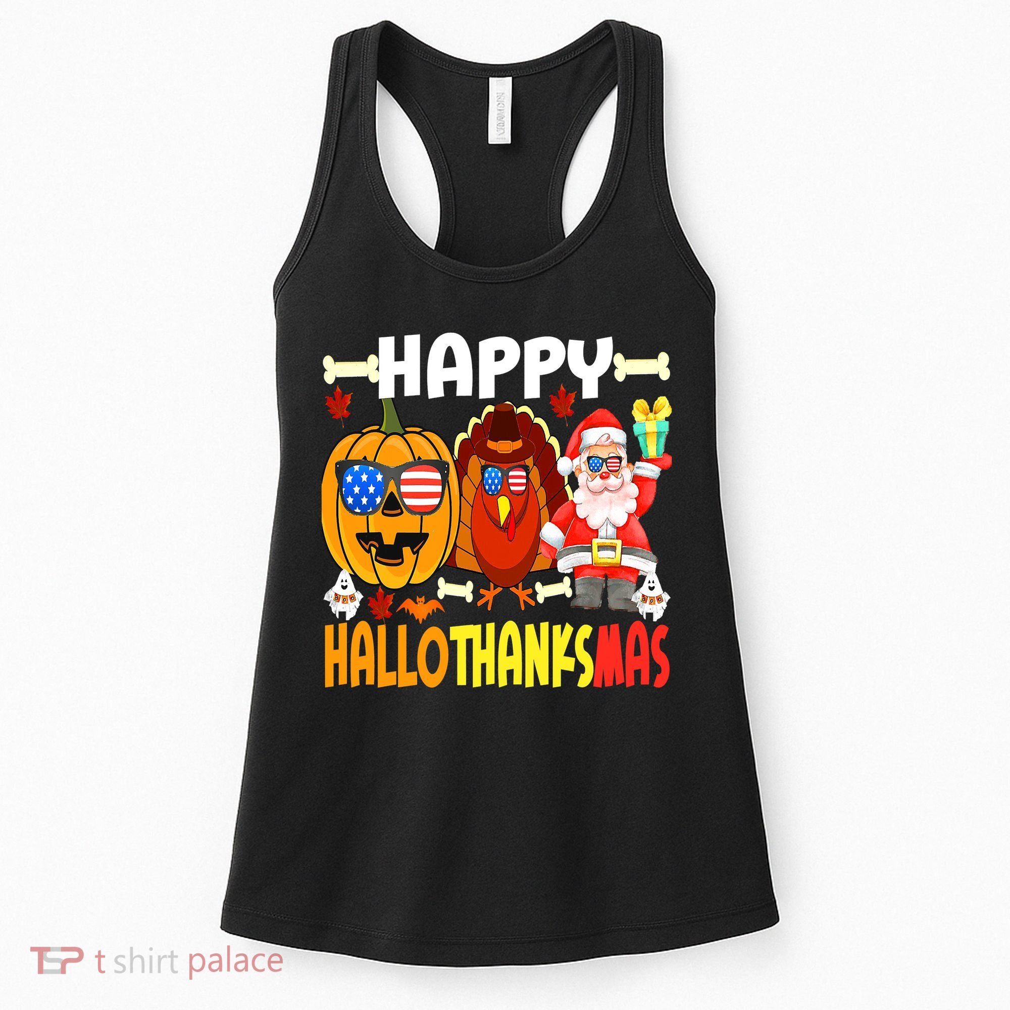 Happy HalloThanksMas Funny Pumpkin Women's Tank Top