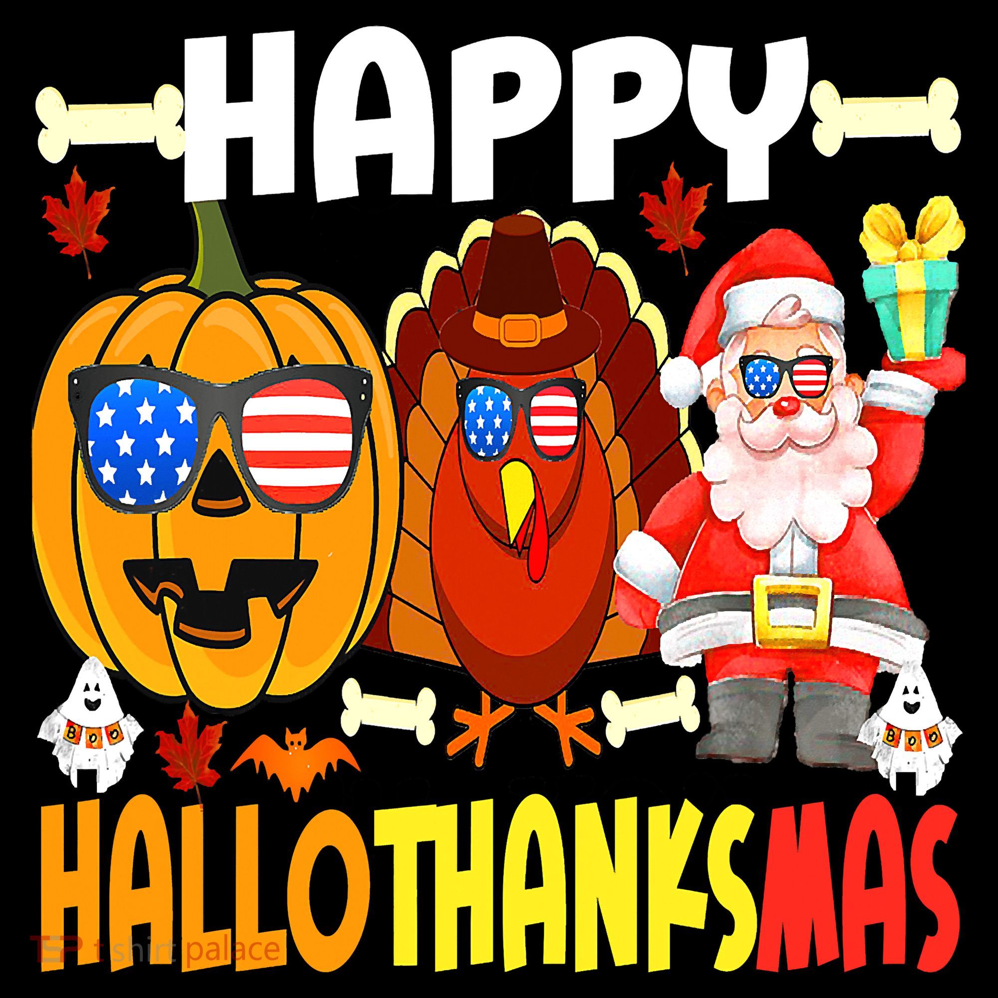 Happy HalloThanksMas Funny Pumpkin Baby Bodysuit