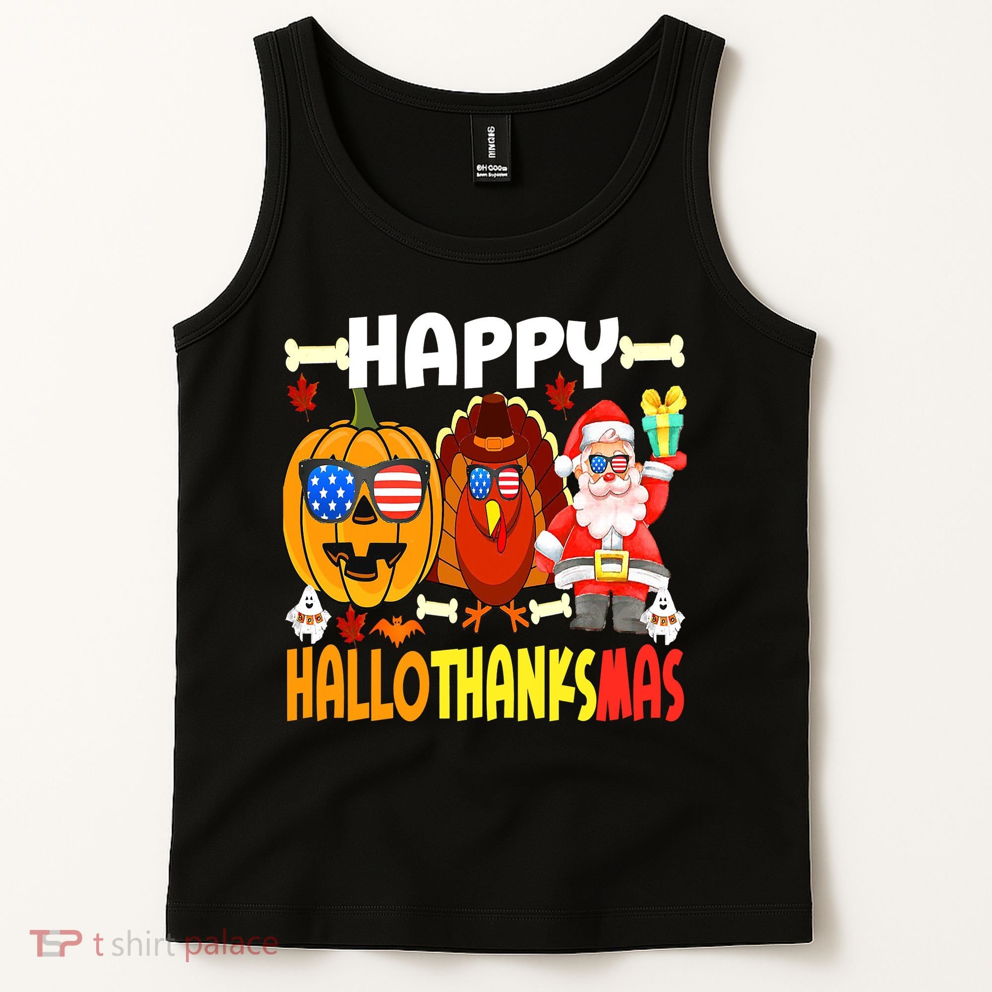Happy HalloThanksMas Funny Pumpkin Tank Top