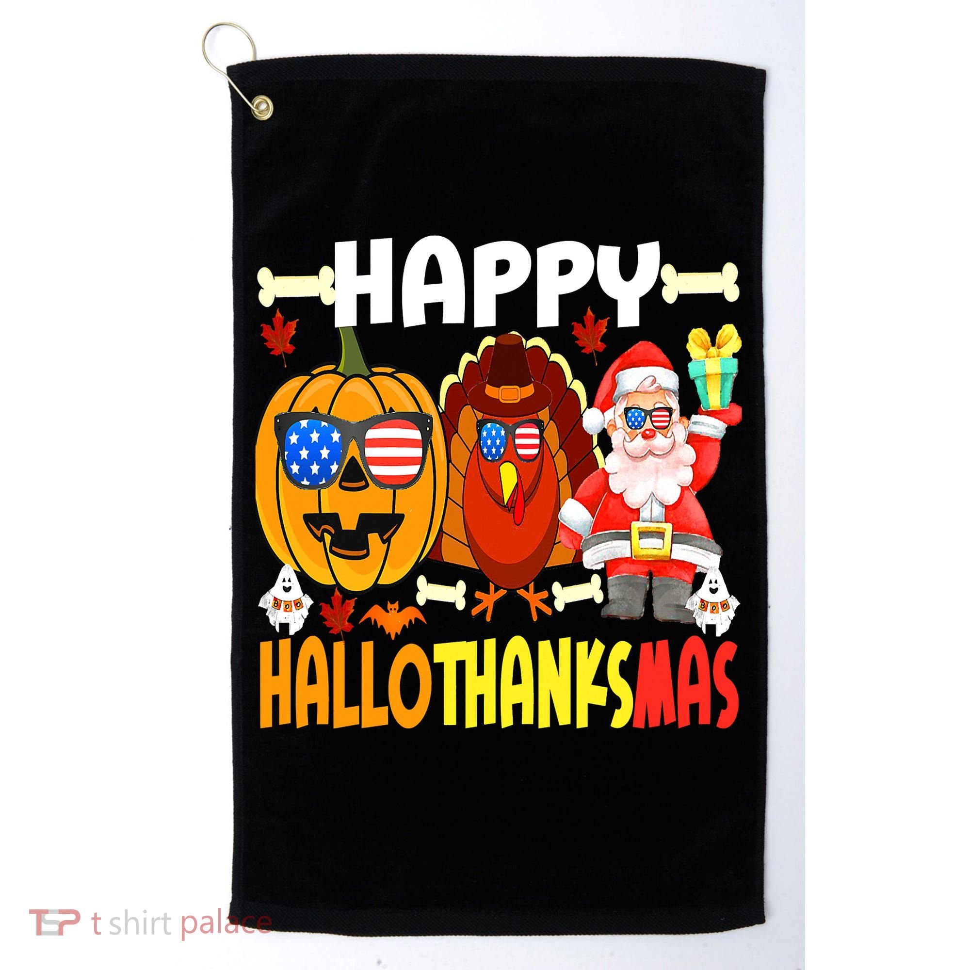 Happy HalloThanksMas Funny Pumpkin Golf Towel