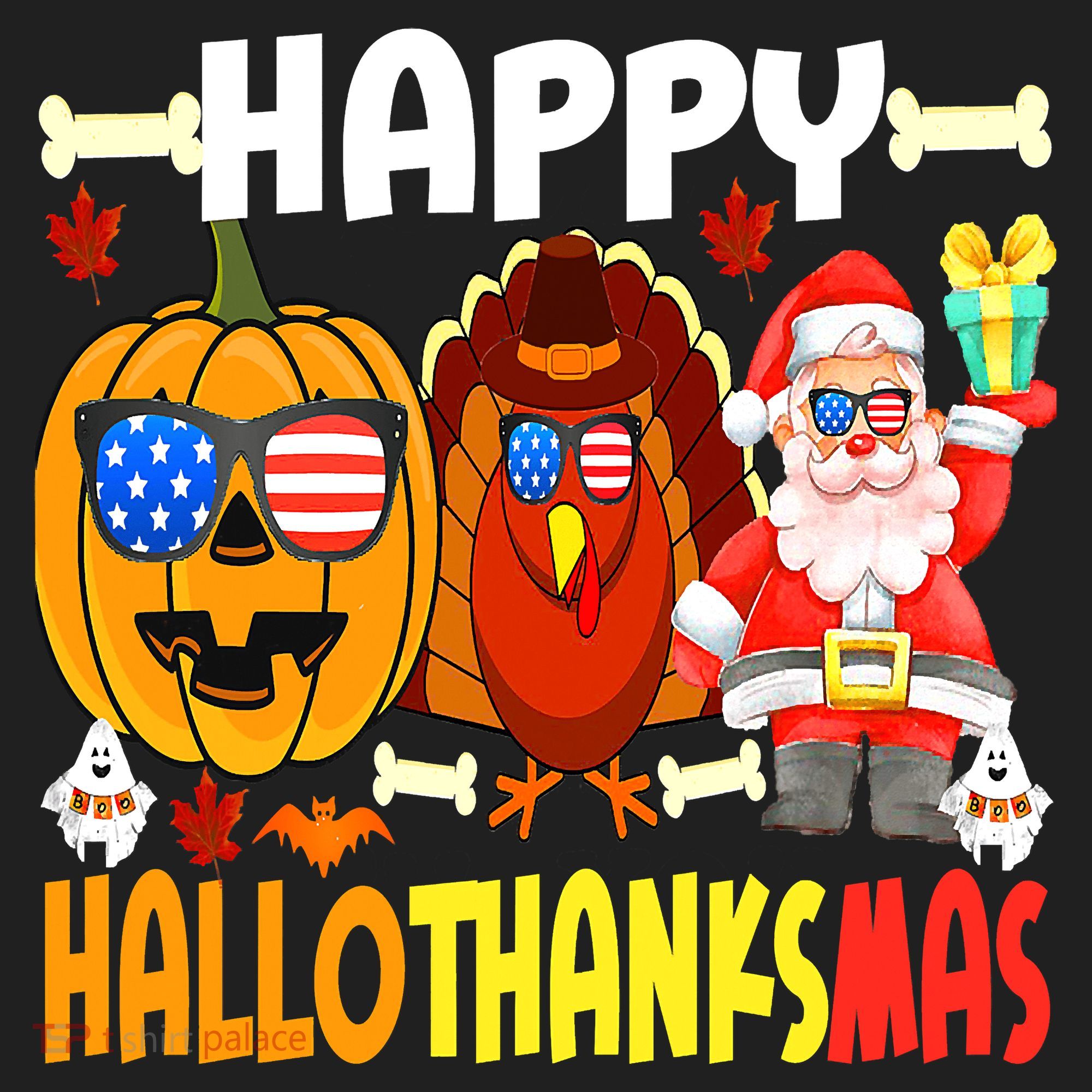 Happy HalloThanksMas Funny Pumpkin Golf Towel