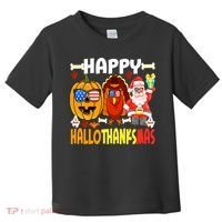 Happy HalloThanksMas Funny Pumpkin Toddler T-Shirt thumb 0