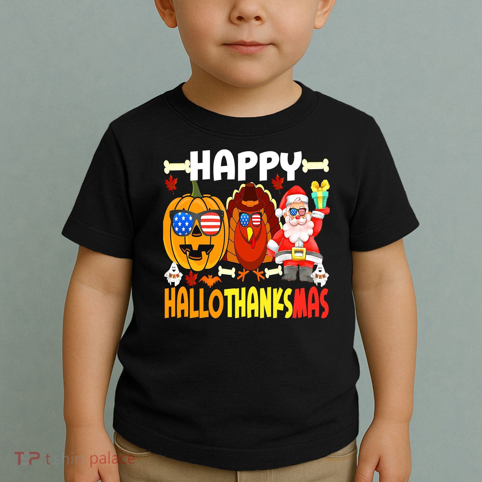 Happy HalloThanksMas Funny Pumpkin Toddler T-Shirt