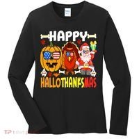 Happy HalloThanksMas Funny Pumpkin Women's Long Sleeve Shirt thumb 0