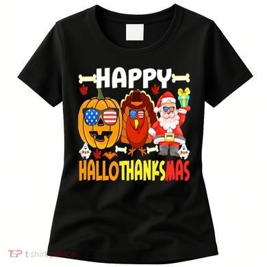 Happy HalloThanksMas Funny Pumpkin Women's T-Shirt