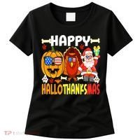 Happy HalloThanksMas Funny Pumpkin Women's T-Shirt thumb 0