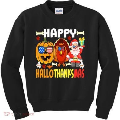 Happy HalloThanksMas Funny Pumpkin Kids Sweatshirt