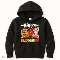 Happy HalloThanksMas Funny Pumpkin Kids Hoodie thumb 0