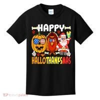 Happy HalloThanksMas Funny Pumpkin Kids T-Shirt thumb 0