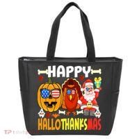 Happy HalloThanksMas Funny Pumpkin Tote Bag thumb 0