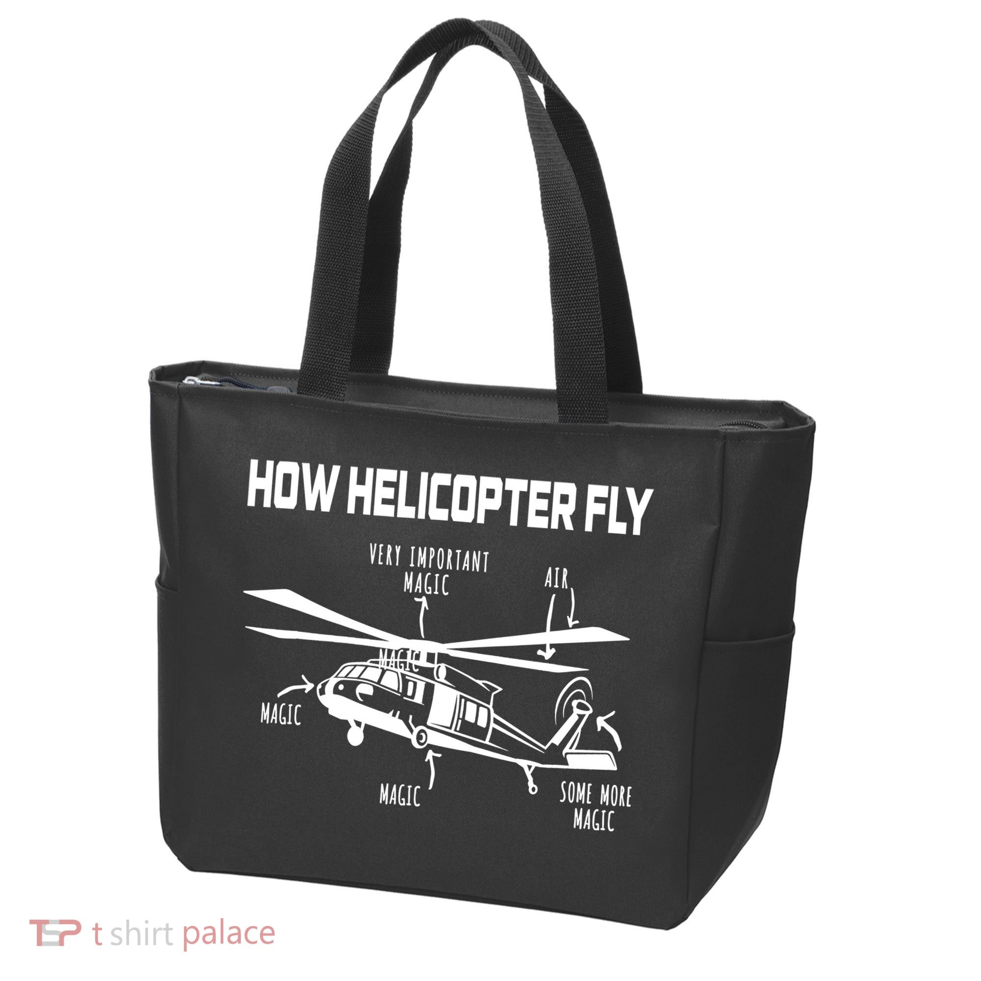 How Helicopters Fly Funny Helicopter Pilot Rotorcraft Pilot Tote Bag