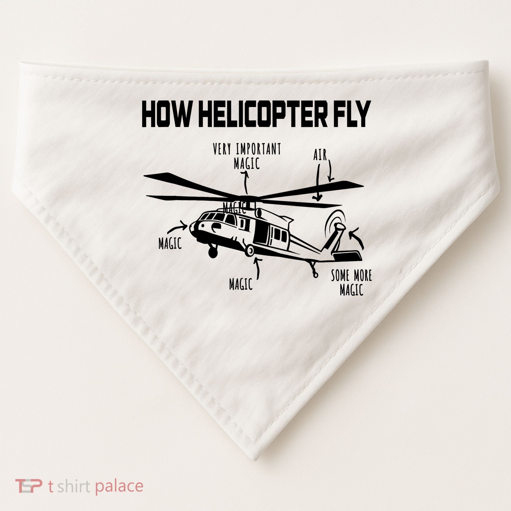 How Helicopters Fly Funny Helicopter Pilot Rotorcraft Pilot USA-Made Doggie Bandana