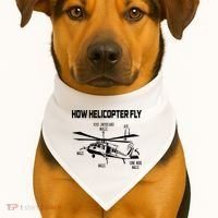 How Helicopters Fly Funny Helicopter Pilot Rotorcraft Pilot USA-Made Doggie Bandana thumb 1