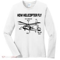 How Helicopters Fly Funny Helicopter Pilot Rotorcraft Pilot Women's Long Sleeve Shirt thumb 0