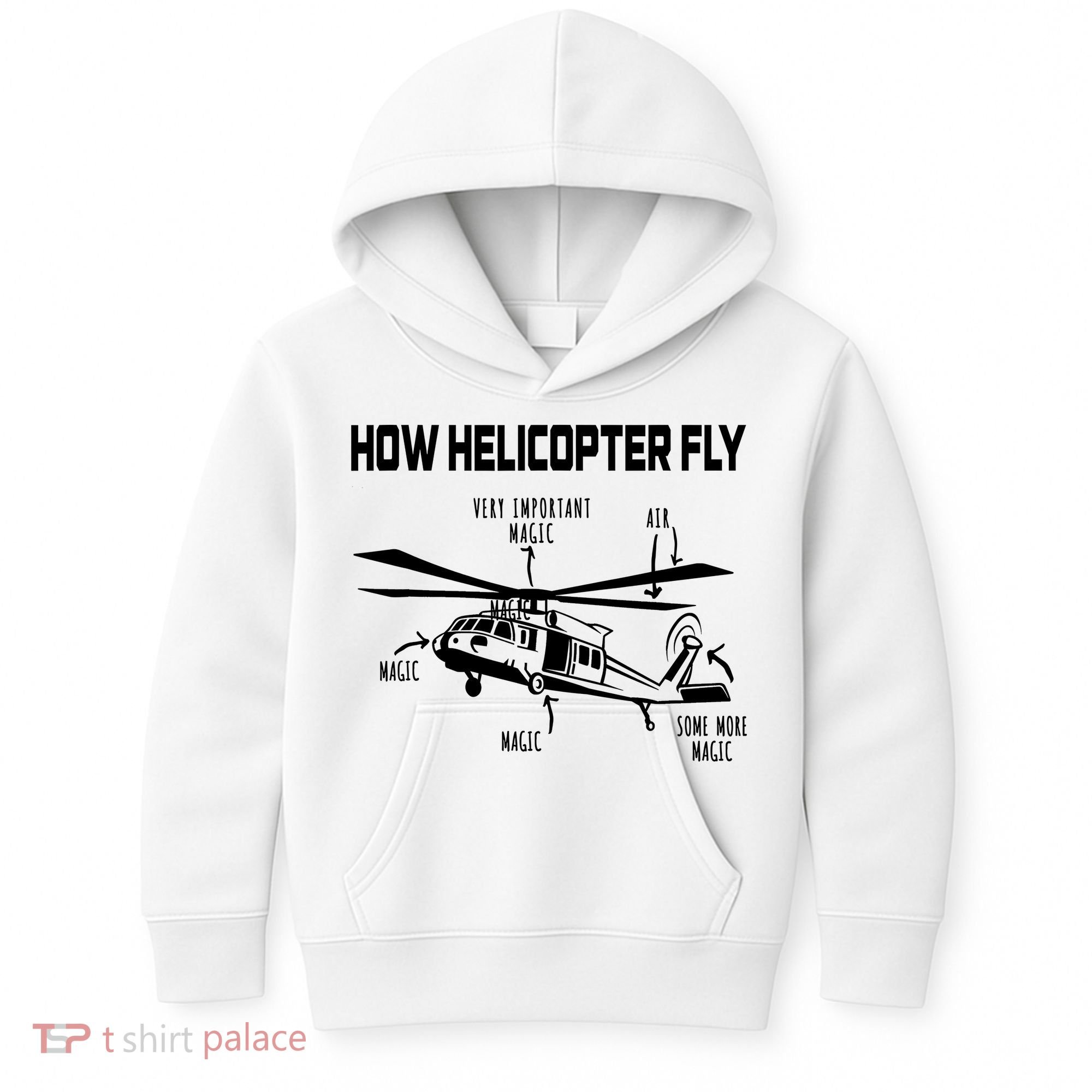 How Helicopters Fly Funny Helicopter Pilot Rotorcraft Pilot Kids Hoodie