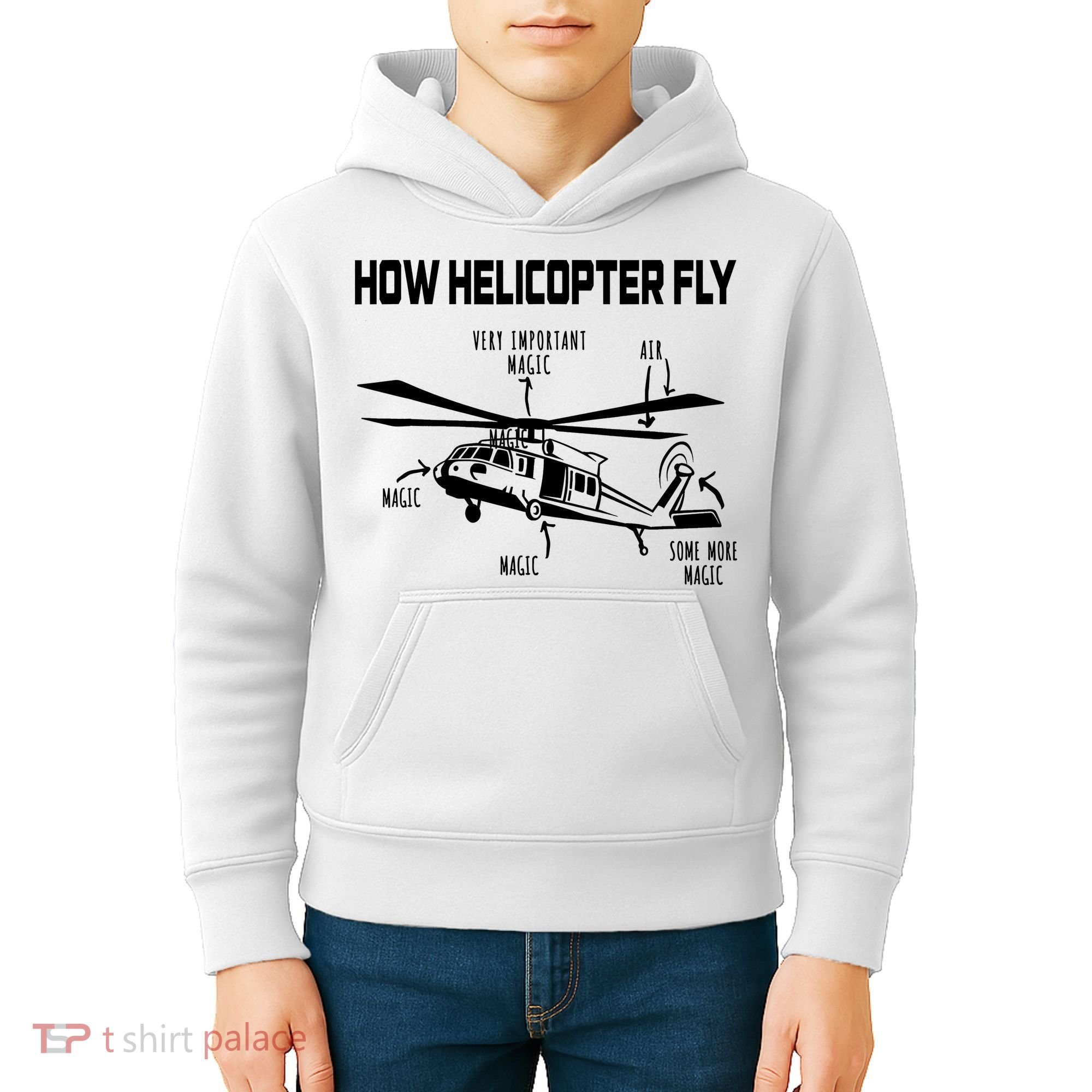 How Helicopters Fly Funny Helicopter Pilot Rotorcraft Pilot Kids Hoodie