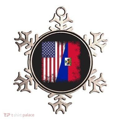 Half Haitian Flag Vintage Haiti Usa Gift Ornament