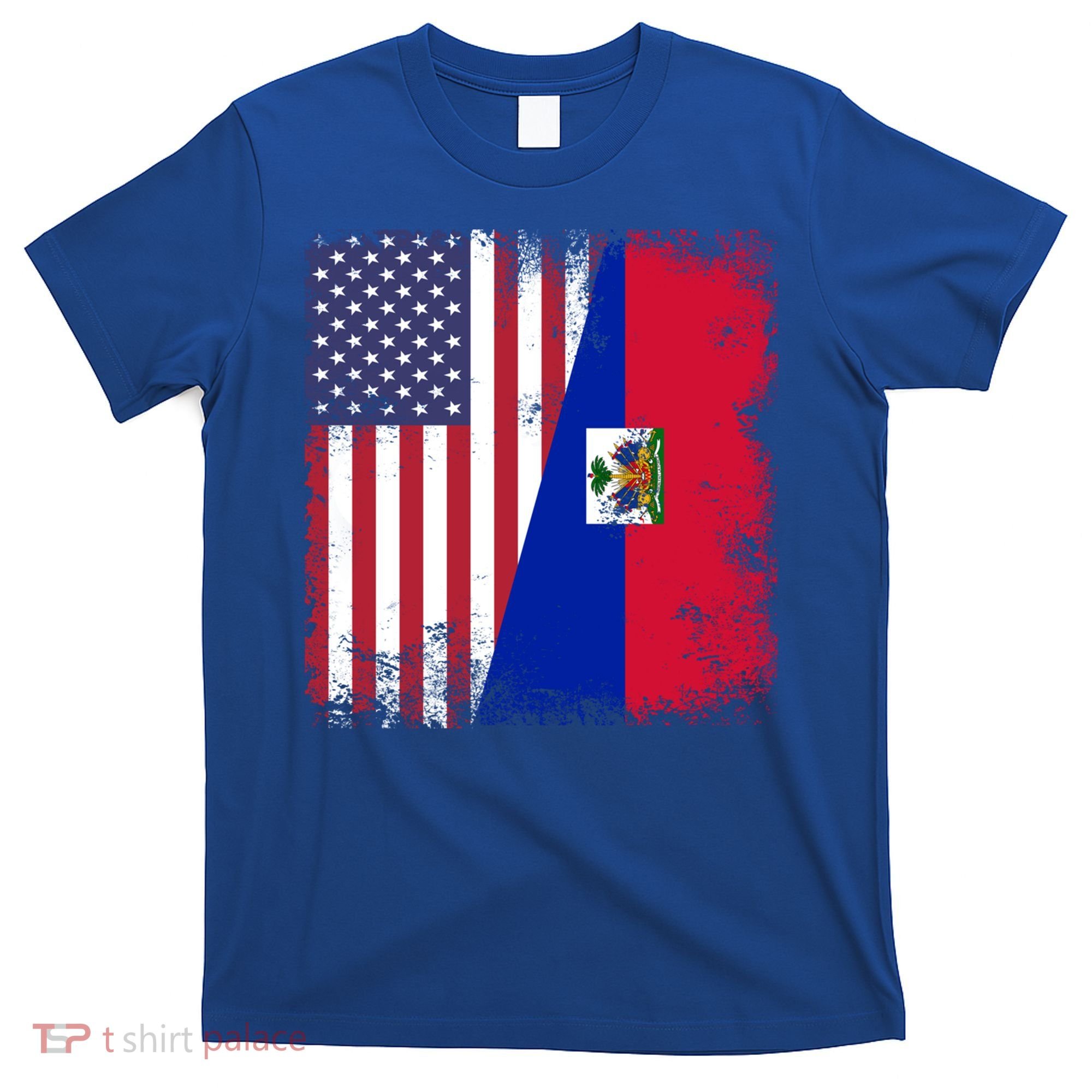 Half Haitian Flag Vintage Haiti Usa Gift T-Shirt