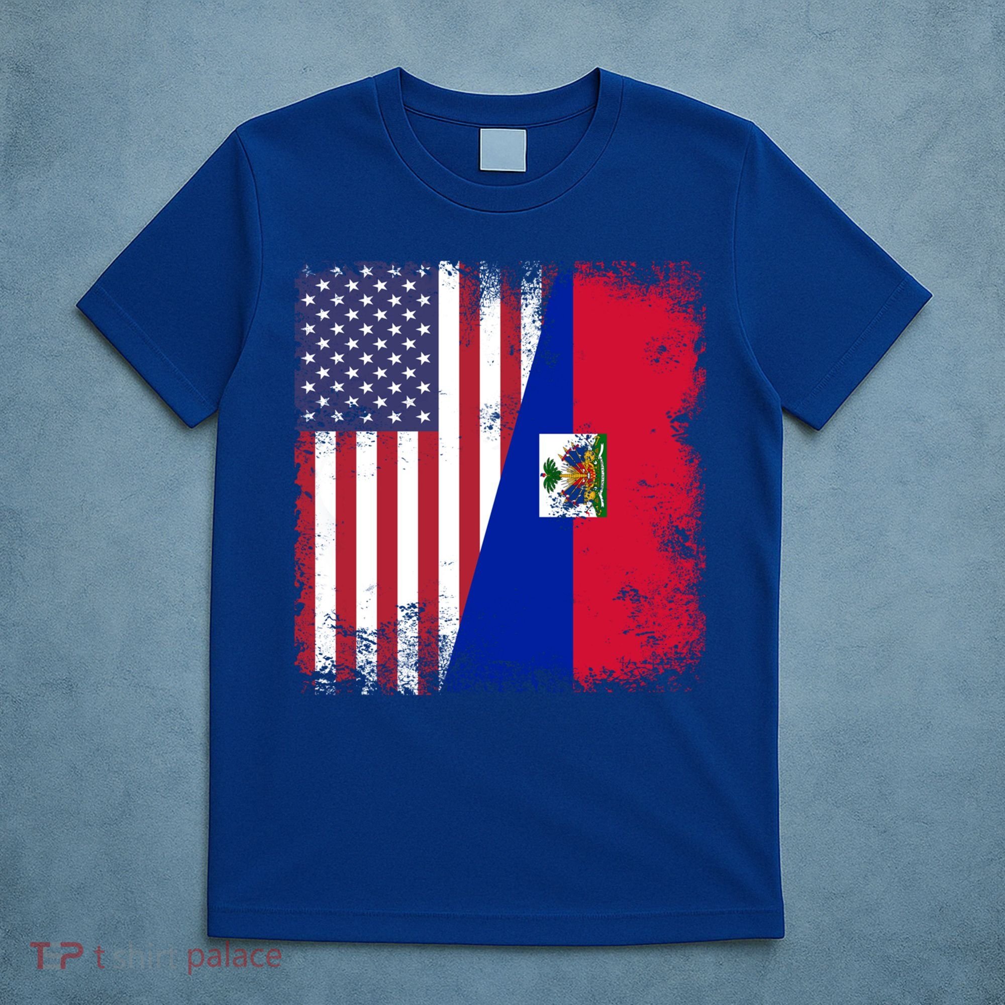 Half Haitian Flag Vintage Haiti Usa Gift T-Shirt