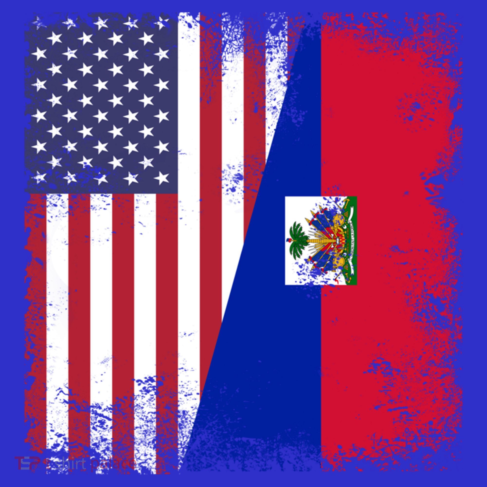 Half Haitian Flag Vintage Haiti Usa Gift T-Shirt