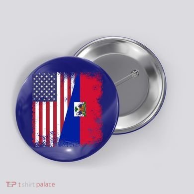 Half Haitian Flag Vintage Haiti Usa Gift Button