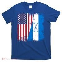 Half Honduran Flag Vintage Honduras Usa Gift Cool Gift T-Shirt thumb 0