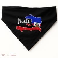 Happy Haitian Flag Day Cool Haiti Flag Map Haitian Pride USA-Made Doggie Bandana thumb 0