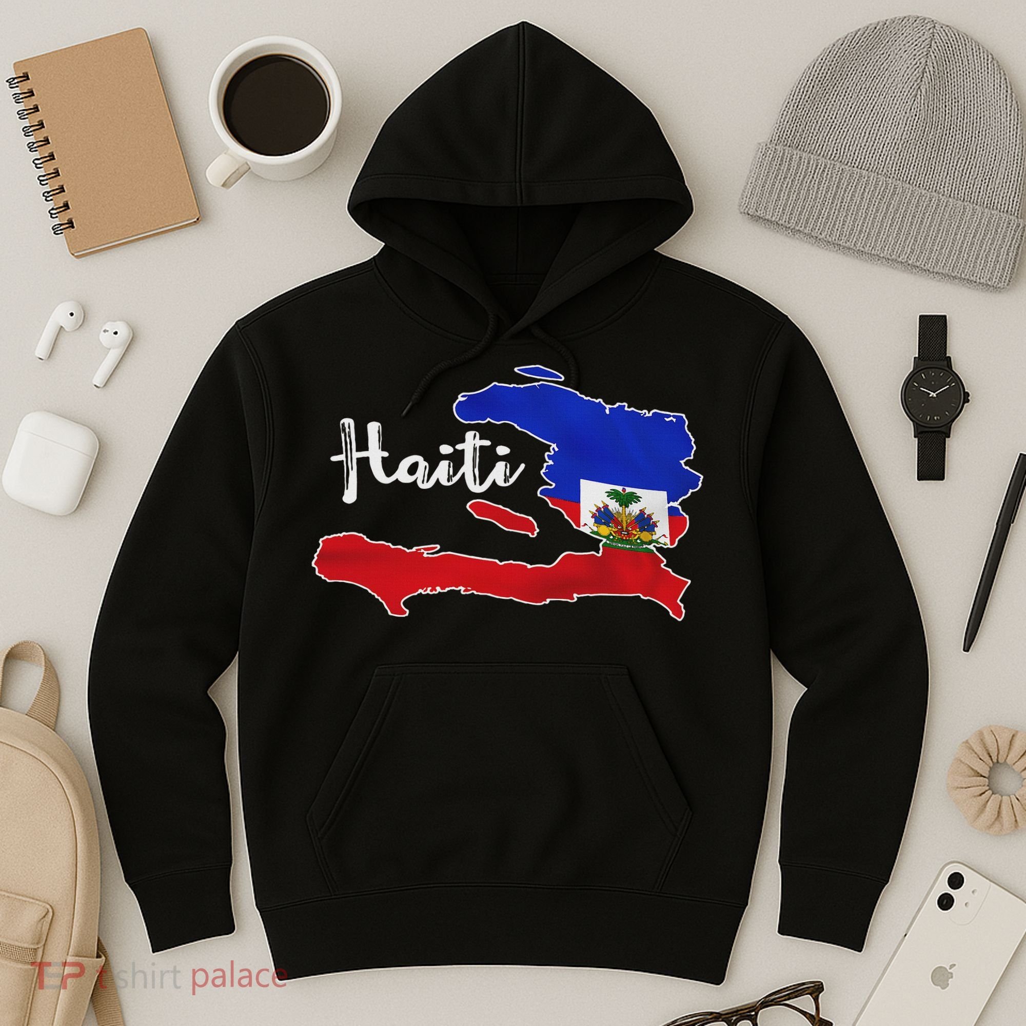 Happy Haitian Flag Day Cool Haiti Flag Map Haitian Pride Hoodie
